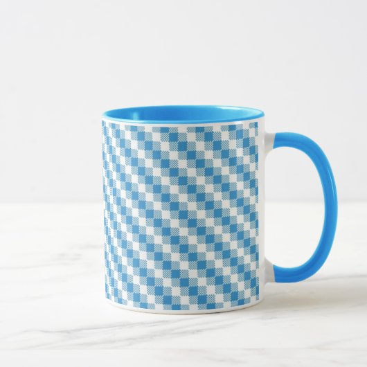Blau-weißer Quadrathintergrund Tasse (Rechts)