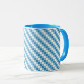 Blau-weißer Quadrathintergrund Tasse (VorderseiteRechts)