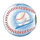 Blau | Weißer Retro-Baseball mit Foto Baseball (Vorderseite Links)