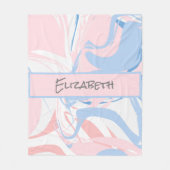 Blau-weißer rosa Marmor Swirl Personalisiert Fleecedecke (Vorderseite)