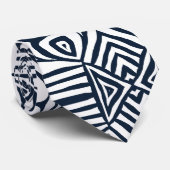 Blau-weißer Tribal-Mud-Tuch Afrikanisches Muster Krawatte (Gerollt)