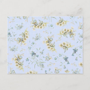 Blau-weißer vintage Blumenprint Postkarte