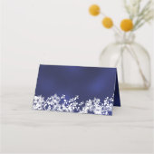 Blau weißer Winterschnee Platzkarte (Rückseite)