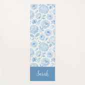 Blau-weißes Aquarell-Blumenmuster mit individuelle Yogamatte (Vorderseite)