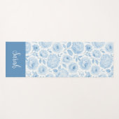 Blau-weißes Aquarell-Blumenmuster mit individuelle Yogamatte (Vorderseite (Horizontal))