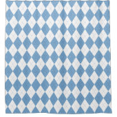 Blau-weißes Argyle-Diamant-Geometrisches Muster Duschvorhang (Vorderseite)