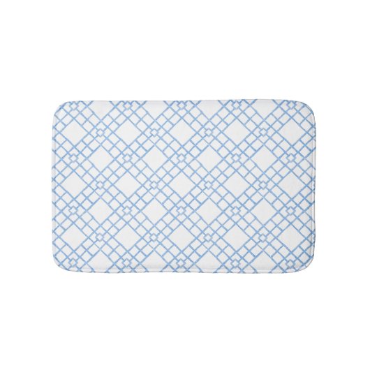 Blau-weißes Bambusgitter Badematte (Vorderseite)
