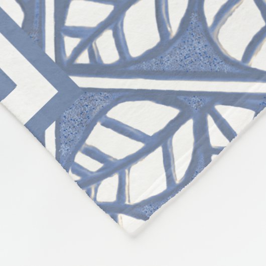Blau-weißes Blatt Fleece Blanket (Ecke)