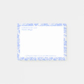 Blau-weißes Blumen-Damaskus-Muster Post-it Klebezettel (Vorderseite)