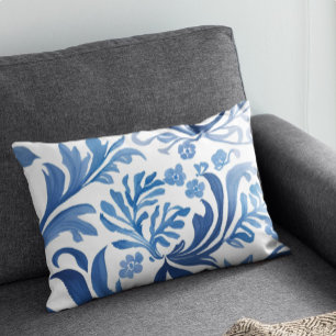 Blau-weißes Blumendesign Chinoiserie-Muster Dekokissen