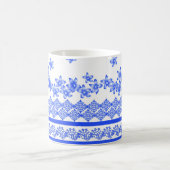 Blau-weißes Blumendesign, Kaffeetasse (Mittel)