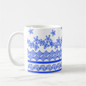 Blau-weißes Blumendesign, Kaffeetasse (Links)