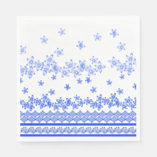 Blau-weißes Blumendesign, Serviette (Vorderseite)