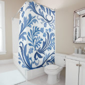 Blau-weißes Blumenmuster | Chinoiserie-Muster Duschvorhang (Beispiel)