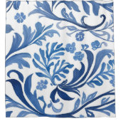 Blau-weißes Blumenmuster | Chinoiserie-Muster Duschvorhang (Vorderseite)