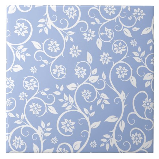 blau-weißes Blumenmuster Fliese (Vorderseite)
