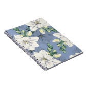 Blau-weißes Blumenmuster | Notizbuch Journal Notizblock (Rechte Seite)