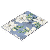Blau-weißes Blumenmuster | Notizbuch Journal Notizblock (Linke Seite)