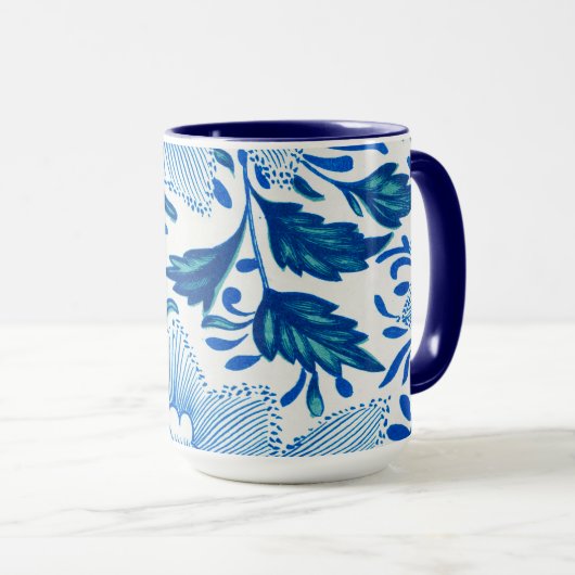 Blau-weißes Blumenmuster Tasse (VorderseiteRechts)