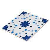 Blau-Weißes Blumenpunktmuster Fliese (Seite)
