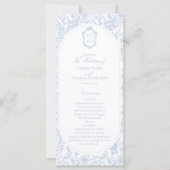 Blau-weißes Blumens Chinoiserie-Hochzeitsprogramm (Vorderseite)