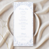 Blau-weißes Blumens Chinoiserie-Hochzeitsprogramm