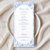 Blau-weißes Blumens Chinoiserie-Hochzeitsprogramm
