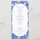 Blau-weißes Blumens Chinoiserie-Hochzeitsprogramm (Rückseite)