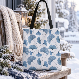 Blau-weißes botanisches Wasserfarbenmuster Tasche