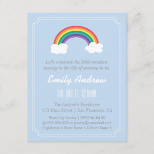 Blau-weißes Chevron, Regenbogen-Baby-Party Einladung
