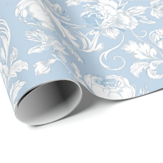 Blau-weißes Chinoiserie-Muster Geschenkpapier (Rolleneckpunkt)