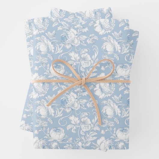 Blau-weißes Chinoiserie-Muster Geschenkpapier Set (Beispiel)
