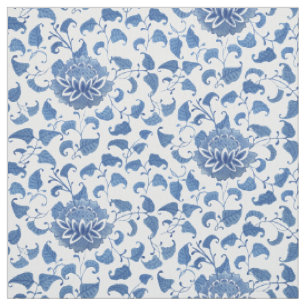 Blau-weißes Chinoiserie-Muster im Vintage-Stil Stoff