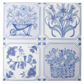 Blau-weißes Delft-Blumenmuster Fliese (Vorderseite)