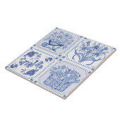 Blau-weißes Delft-Blumenmuster Fliese (Seite)