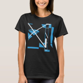 Blau-weißes Diagonal X MCM Geometrisches Abstrakt T-Shirt
