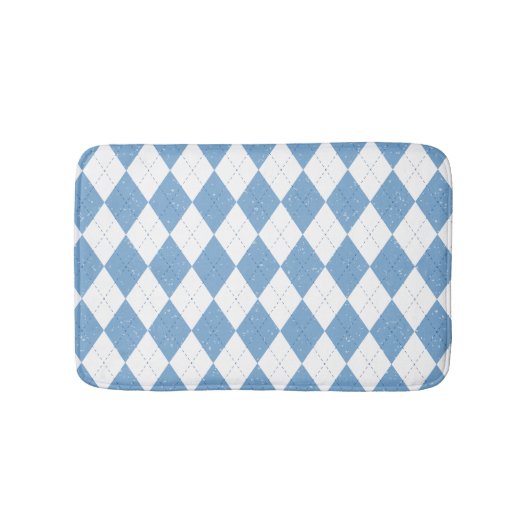 Blau-weißes Diamant-Geometrisches Muster Badematte (Vorderseite)