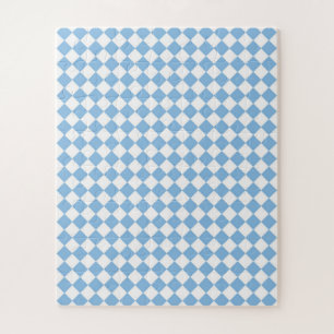 Blau-weißes Diamantmuster mit Schachbrettmuster Puzzle