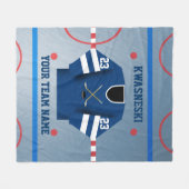 Blau| Weißes Eishockeyrosa| Player Jersey Fleecedecke (Vorderseite (Horizontal))
