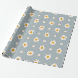Blau-weißes Gänseblümchen-Blumenmuster-Geschenkpap Geschenkpapier