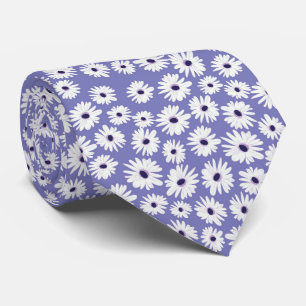 Blau weißes Gänseblümchen-Blumenmuster Krawatte