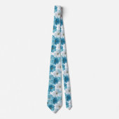 Blau-weißes Gänseblümchen-Blumenmuster Krawatte (Vorderseite)