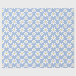 Blau Weißes Gänseblümchen-Muster Geschenkpapier