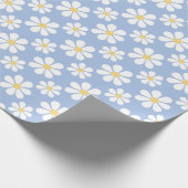 Blau Weißes Gänseblümchen-Muster  Geschenkpapier (Ecke)