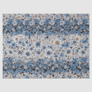 Blau-Weißes Gänseblümchen-Muster Seidenpapier