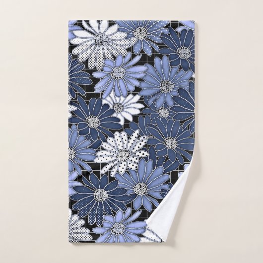 Blau-weißes Gänseblümchenmuster Handtuch (Handtuch)