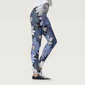 Blau-weißes Gänseblümchenmuster Leggings (Rechts)