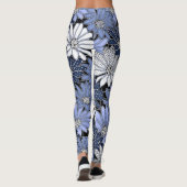 Blau-weißes Gänseblümchenmuster Leggings (Rückseite)