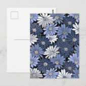 Blau-weißes Gänseblümchenmuster Postkarte (Vorne/Hinten)