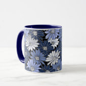 Blau-weißes Gänseblümchenmuster Tasse (Vorderseite Links)